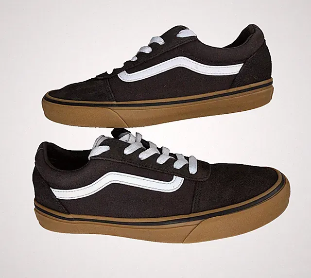 VANS Ward Dark Brown Suede Canvas Skate Shoes Sneakers Youth Size 7 US