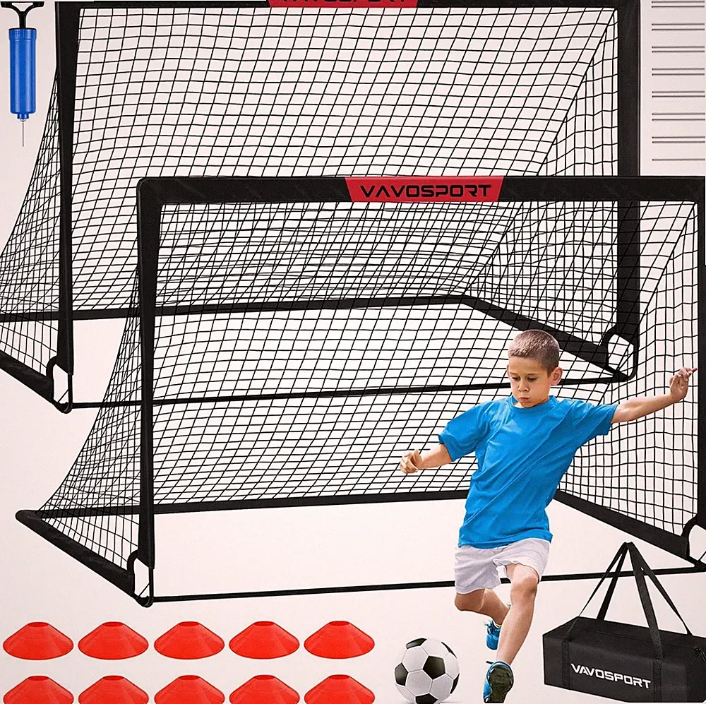 VAVOSPORT Soccer Goal, 2 of 6'x4' Kids Soccer Goals for Backyard Set, Portable P