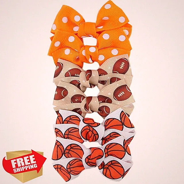 VEICOSTT 6pc Football Hair Bows Basketball Set