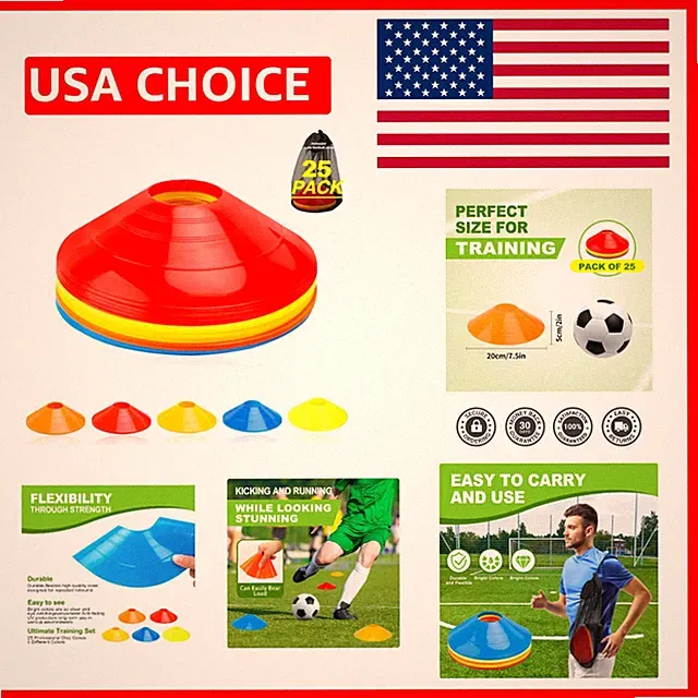 Versatile Training Cones - 50 Pack for Agility, Soccer, & Basketball Coaching