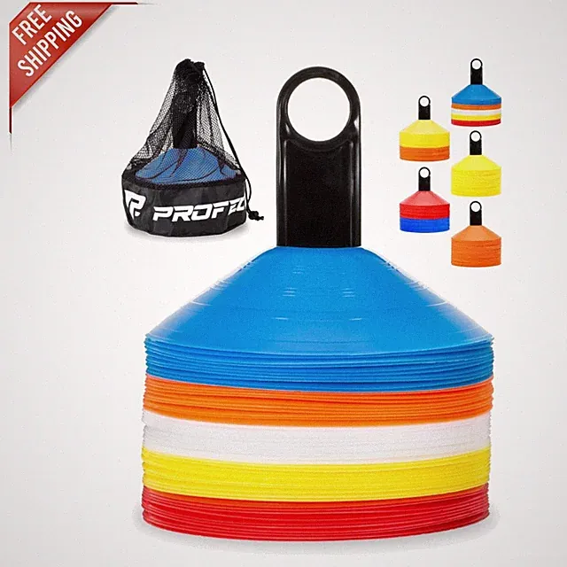 Vibrant 50-Piece Pro Disc Soccer Cones with Carry Bag - Multi-Sport Training Set