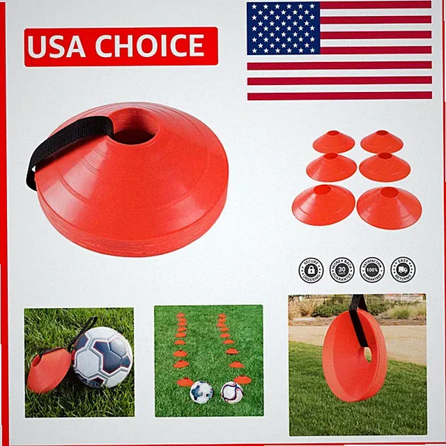 Vibrant 8" Agility Cones for Soccer, Basketball, and Football Training - 20 Pack