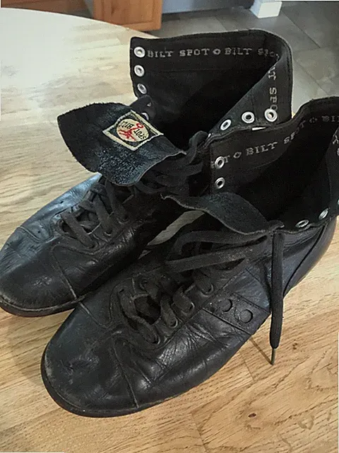 Vintage 1940's Black Spot Bilt Leather High Top Collectable Football Cleats sz 9