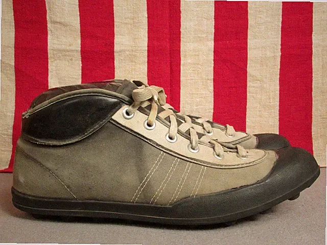 Vintage 1940s Viking Football Rugby Sneakers Canvas Turf Cleats 45 Norway Shoes