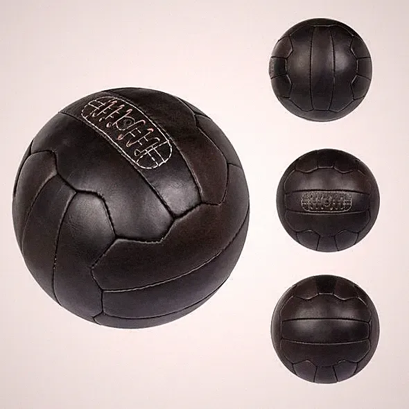 Vintage 1966 Leather Soccer Ball Football - Dark Brown