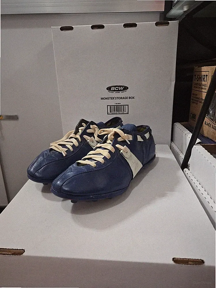 Vintage 1970's Riddell Leather Soccer Football Cleats Blue White Size 10 E...