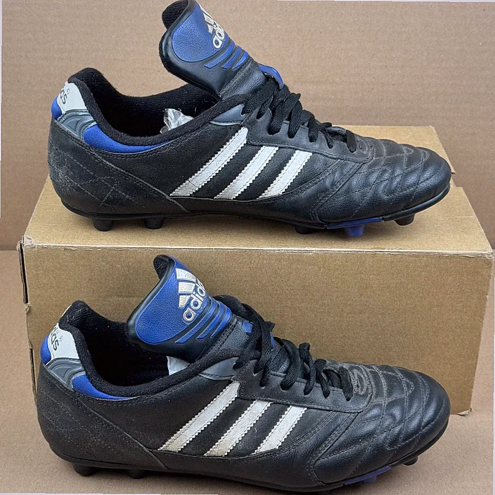 Vintage 1995 Adidas Classic Black Leather Soccer Football Cleats Mens Size 11