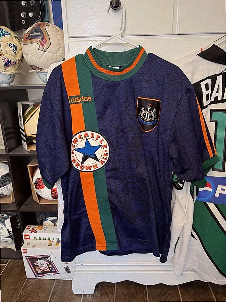 Vintage 1997-98 Adidas Newcastle Away Soccer Jersey Premier League Brown Ale