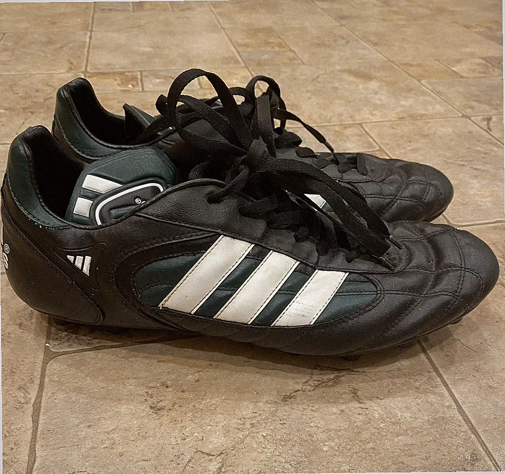 Vintage 1999 Adidas Soccer Cleats Football SZ 12 Green & Black Leather EUC 🔥