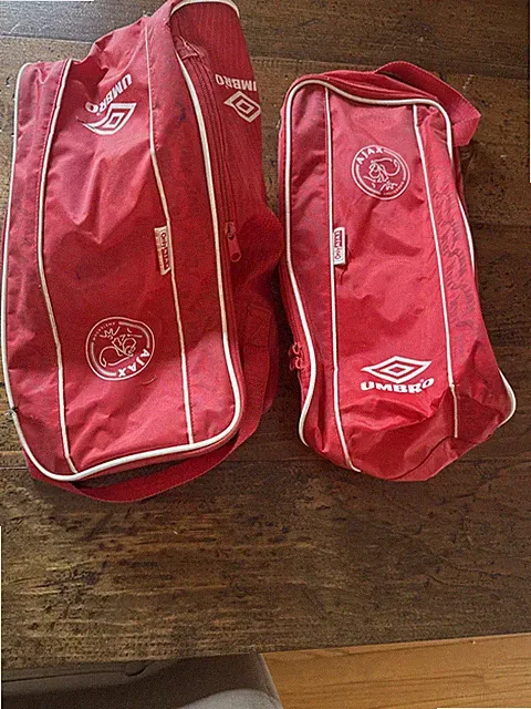 Vintage 2 Umbro AJAX Amsterdam Soccer Cleats Bags, Red with White Trim