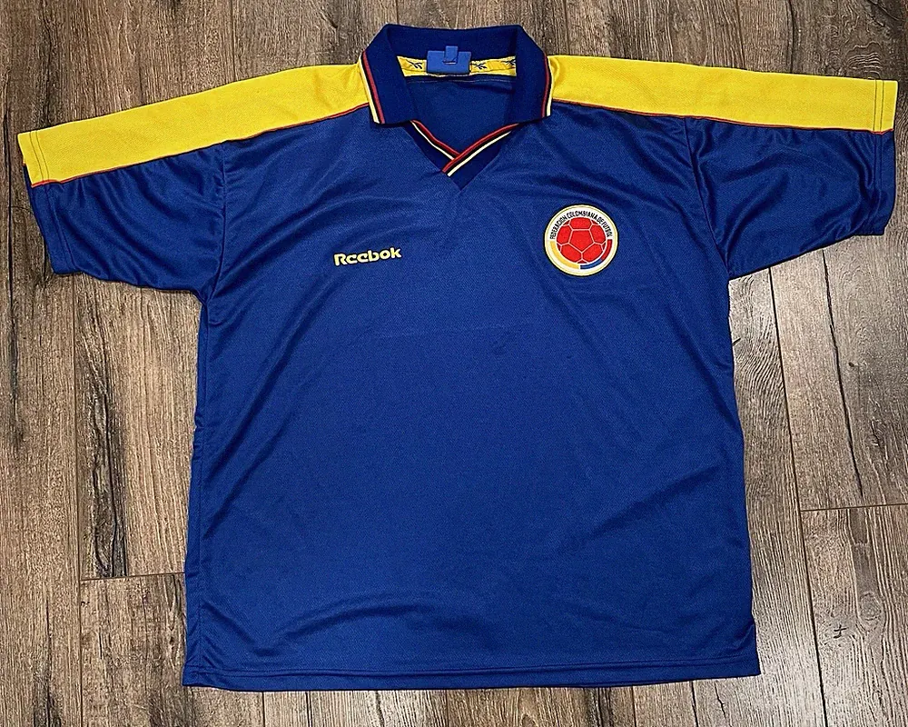 Vintage 2000 Colombia Men's National Team Reebok Blue XL Soccer Kit Jersey