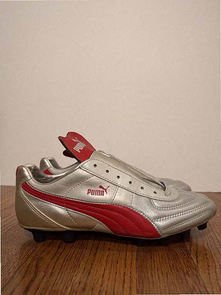 Vintage 2000s Puma King Soccer Cleats Sliver Red 100408 10 Mens Size 6.5