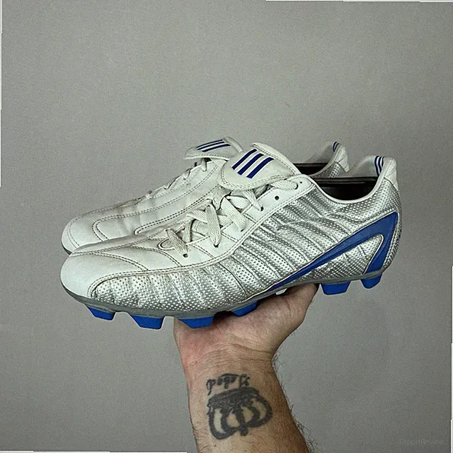 Vintage 2004 Adidas F50 OG FG Blue Silver Football Boots Cleats US 10.5 UK 10