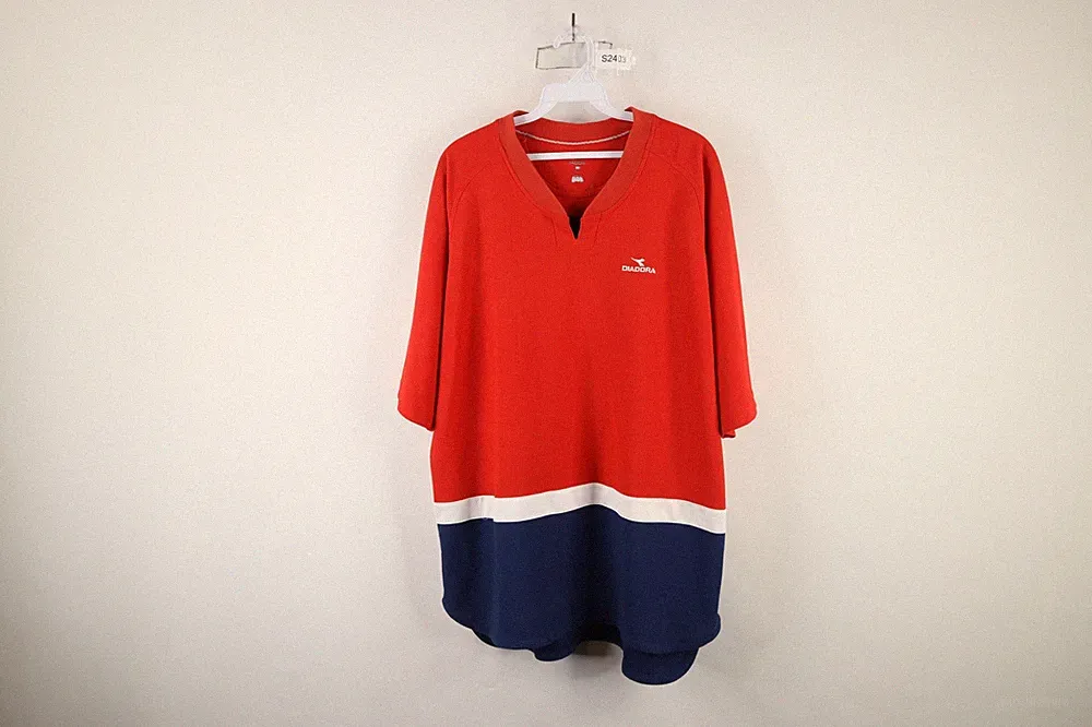 Vintage 90s Diadora Mens XL Spell Out Thermal Waffle Knit Soccer Jersey Football