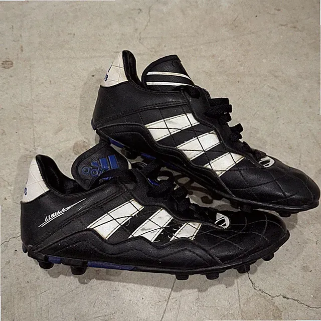 Vintage 90s Retro Adidas 1999 Football Cleats Boots US Size 5 Black Blue