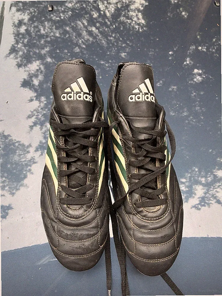 Vintage adidas 670046 Hard Ground Soccer Cleats Black Green Men's US 13 Rare
