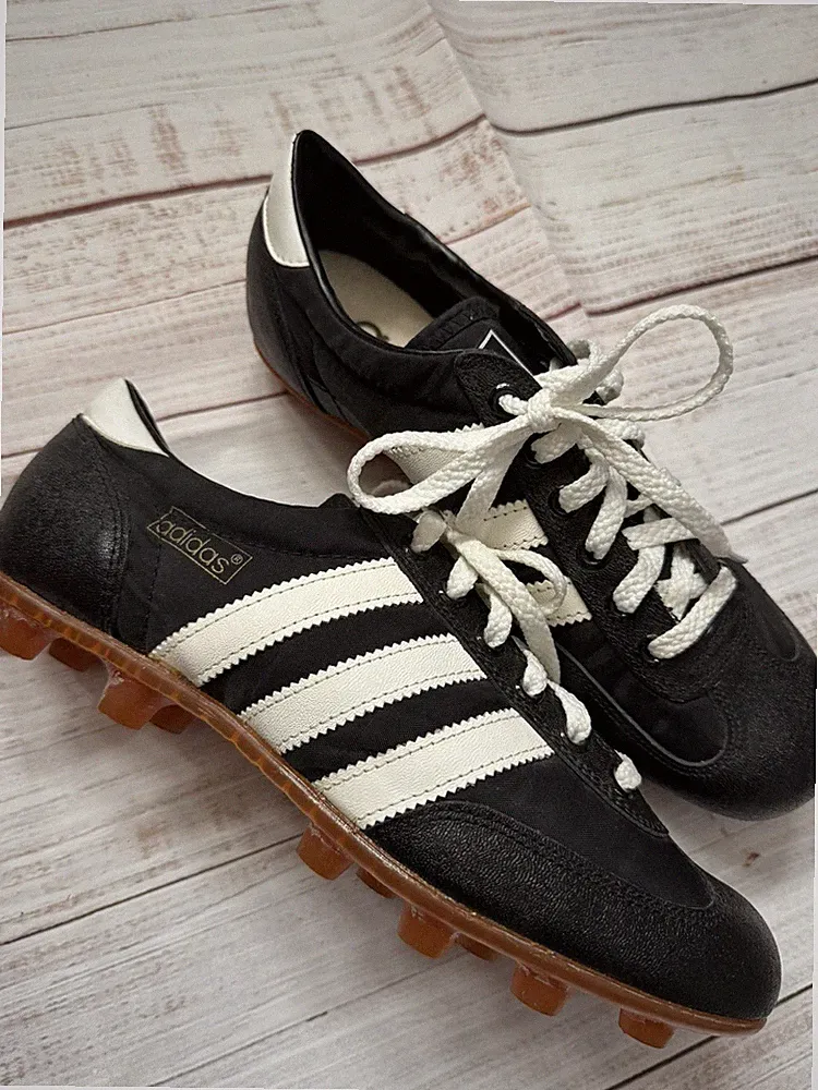 Vintage Adidas American Football Soccer Cleats Rare 70/80’s Black White Size 6.5