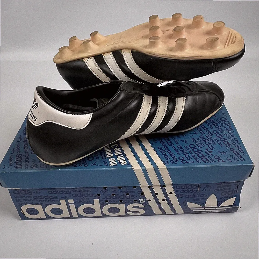 Vintage Adidas Brasil Soccer Shoes Mens Size 9 Black White Leather Cleats 70s