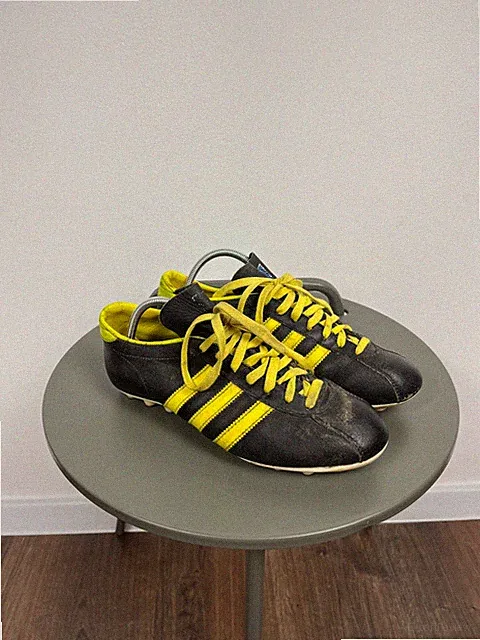 Vintage Adidas Football Boots Size 9 Black Yellow Cleats Made in Austria