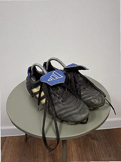 Vintage adidas Leather Football Boots Soccer Cleats Black Blue EU 42