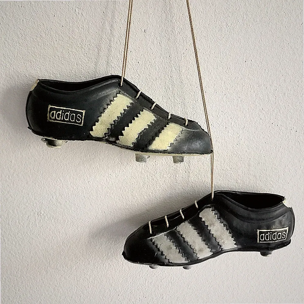 Vintage Adidas Mini Soccer Cleats 1960s 70s Football Boots Mirror Hanger 4”