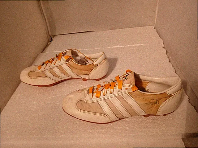 Vintage adidas Molded Football Cleats | White Orange | Taiwan | Youth 5.5 | Rare
