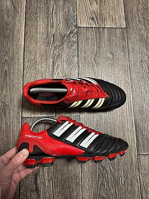 vintage adidas predator cleats boots 2011 red leather us8,5 uk8 us42