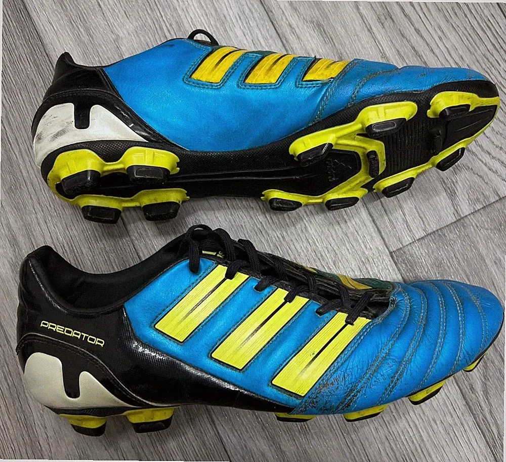 Vintage Adidas Predator Yellow Blue Football Soccer Cleats Boots US11 1/2 UK11