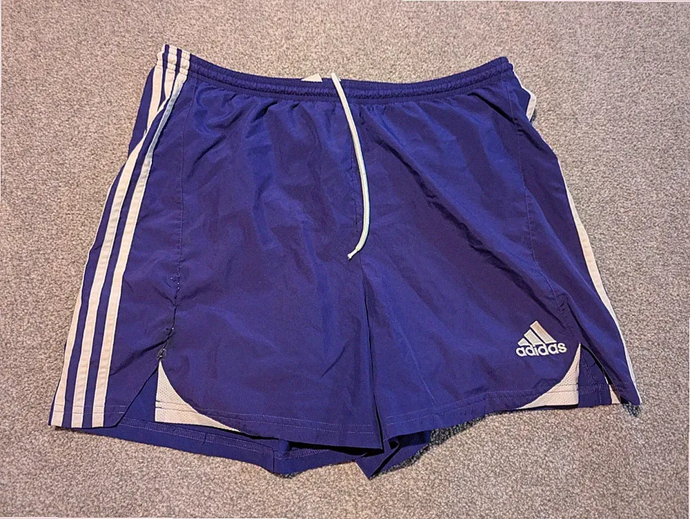 Vintage Adidas Shorts Mens Large Purple White Striped Soccer Running Climacool