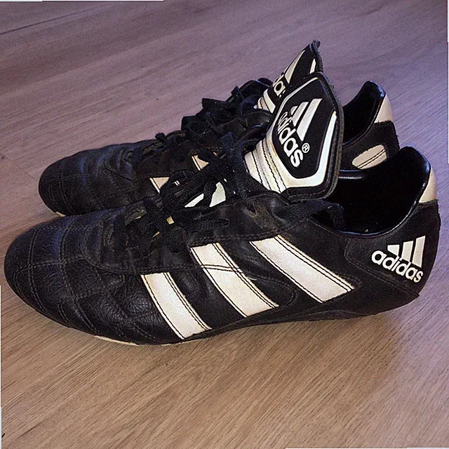 Vintage Adidas Soccer Cleats PRB 698 Reverse Flap Copa Black White Mens 8.5 1999