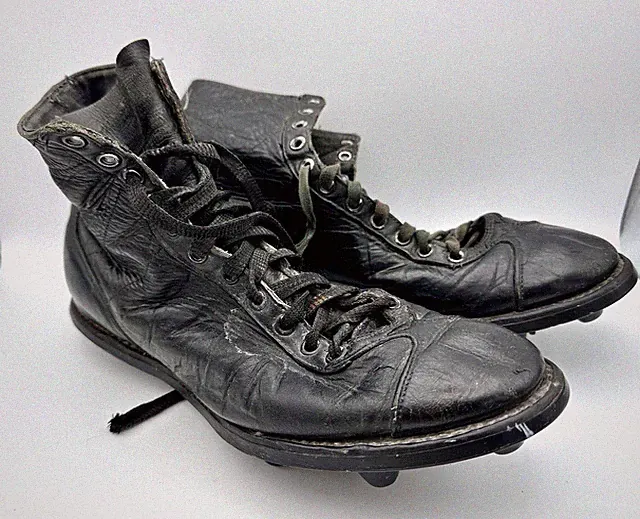 Vintage Antique MacGregor Black Leather Football Shoes Cleats High Top