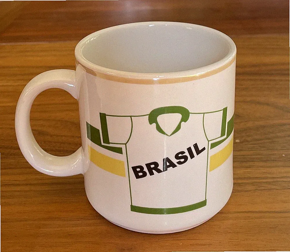 Vintage Brazil Soccer Futbol Futebol Jersey Flag Mug 3.5” Coffee Cup