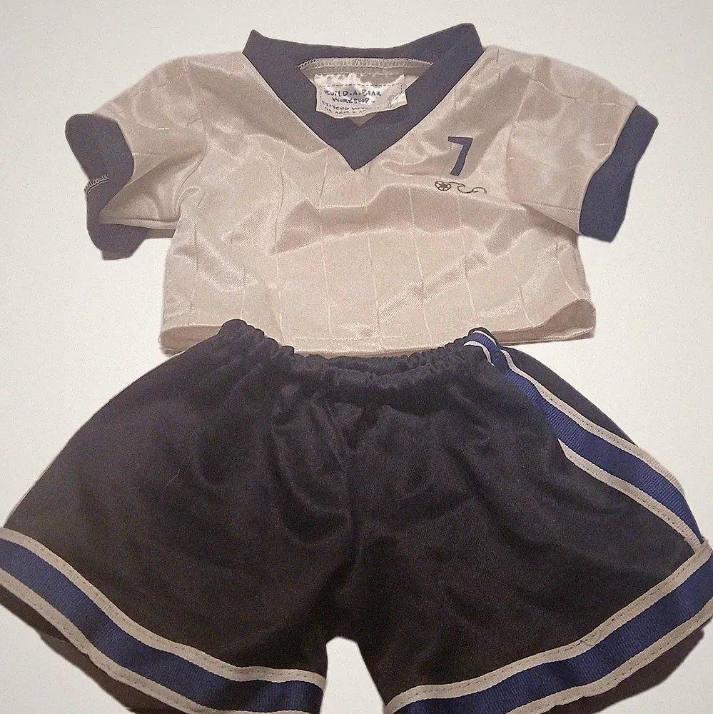 Vintage Build A Bear Clothes Black White Soccer Futbol Outfit Uniform #7 Y2K
