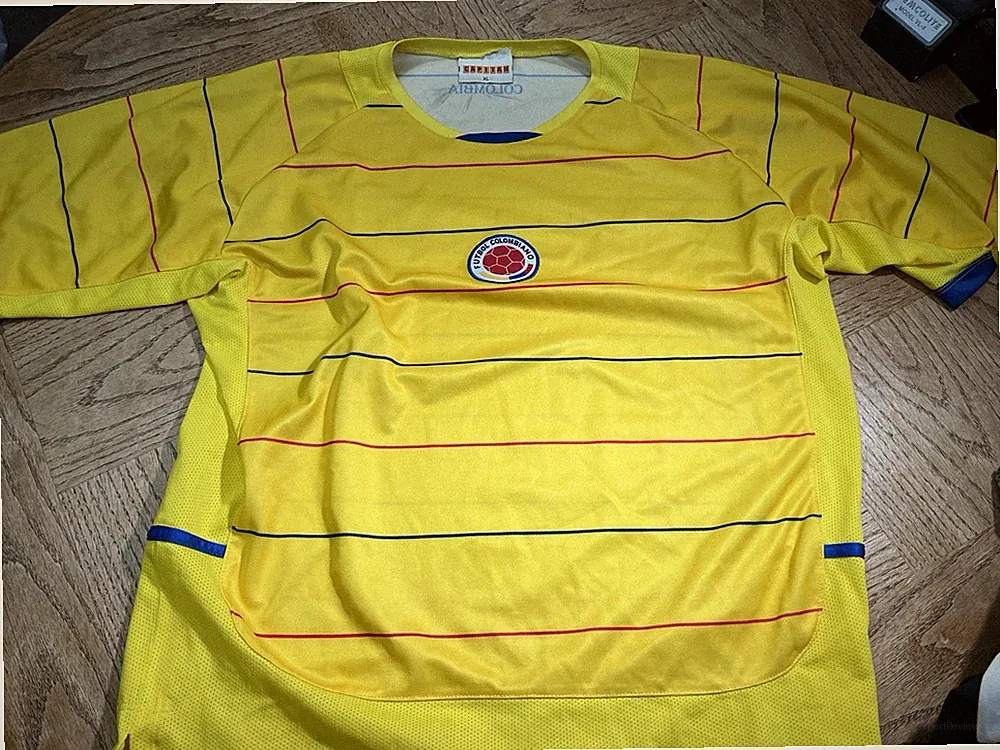 Vintage Colombia 2004 Home Soccer Jersey Men's XL Yellow Futbol Capitan