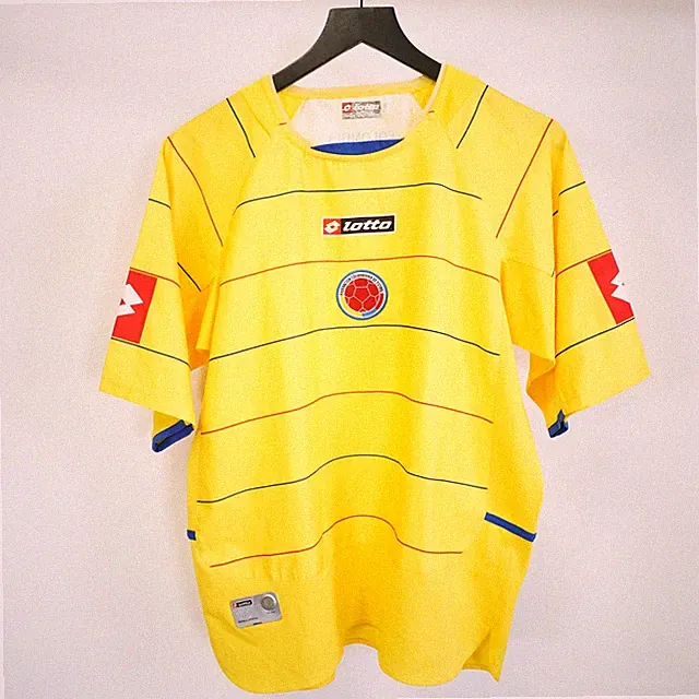 Vintage Colombia 2004 Lotto Home Soccer Jersey Men's S-M Yellow Futbol Kit