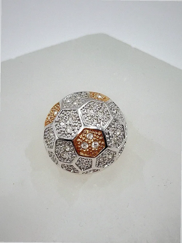 Vintage Costume ROMAN Rhinestone SOCCER BALL Brooch Soccer Mom Sparkles Designer
