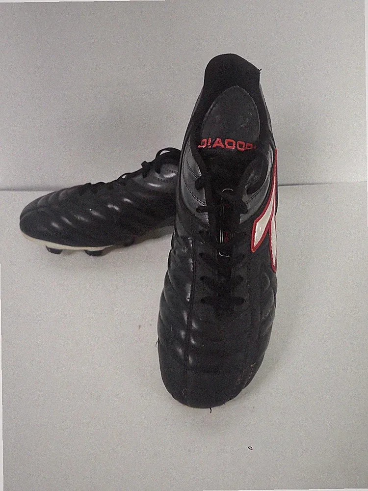 Vintage Diadora Primato Soccer Cleats Mens Size 10 Black Leather