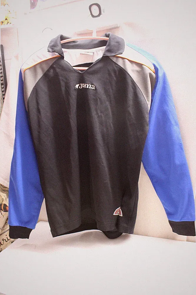 Vintage JOMA Blue Black White polyester goalkeeper football soccer jersey Y-M