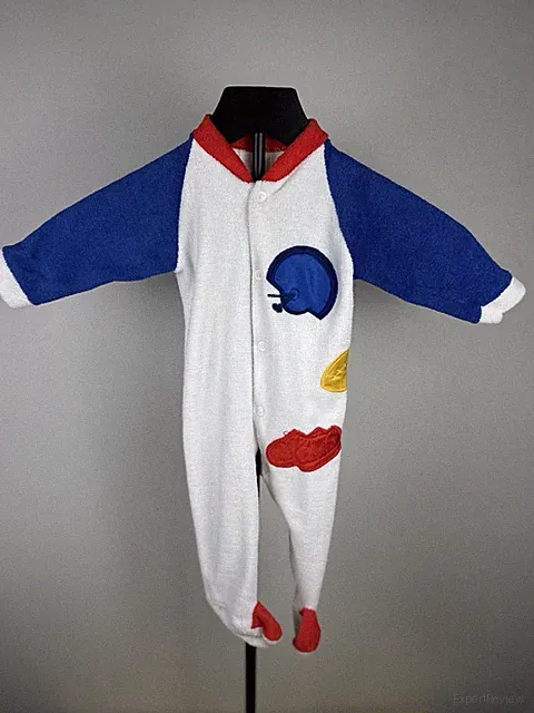 Vintage Kessler Football Kids Baby Size 12 Months Terry One Piece Sleeper USA