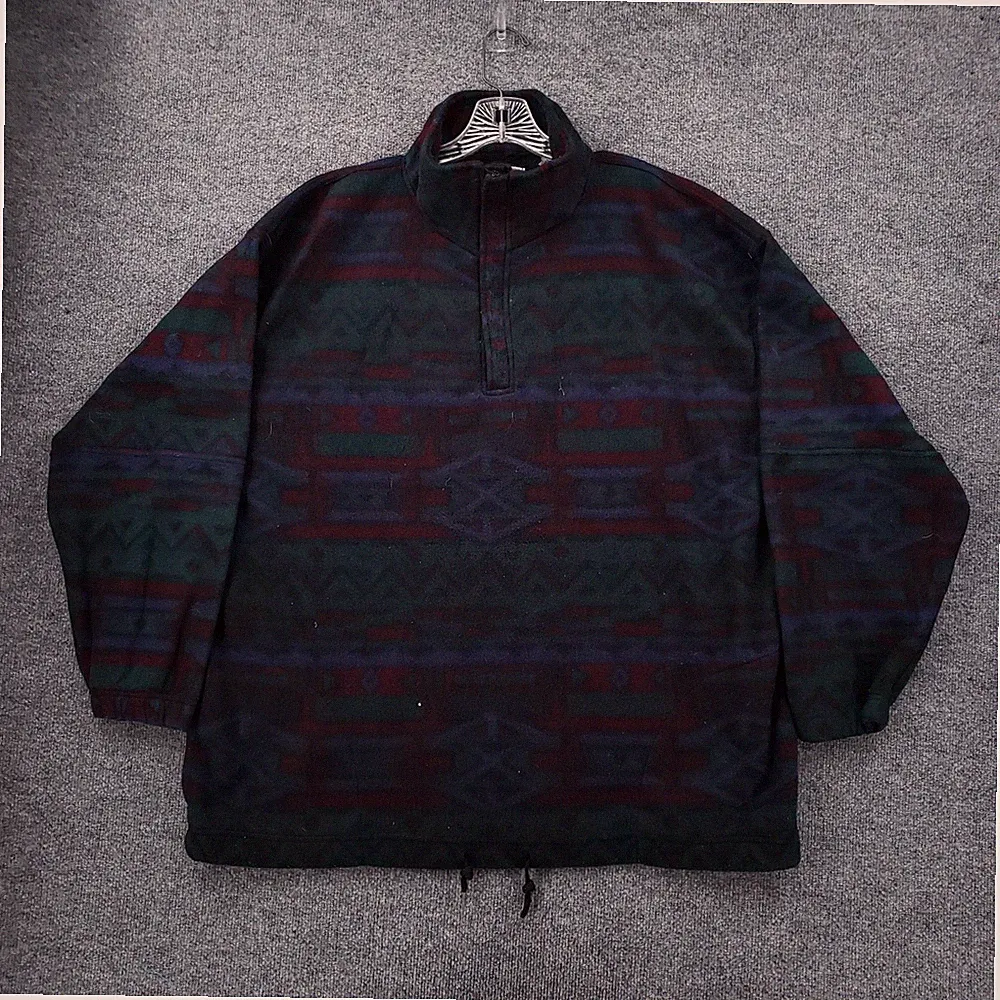 VINTAGE McIntosh & Seymour Oregon Soccer Gear Rugby Sweater XL Aztec Quarter Zip