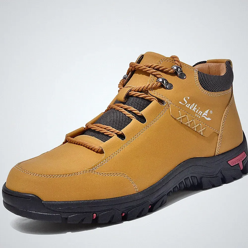 Vintage Men's Handmade Mid-High snow Boots Fashion Outdoor Hiking Mountain Shoes