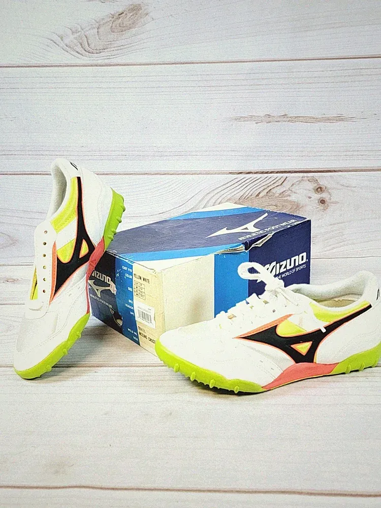 Vintage Mizuno Cross Mens 5.5 Womens 7 Track & Field Shoes White Yellow NEW