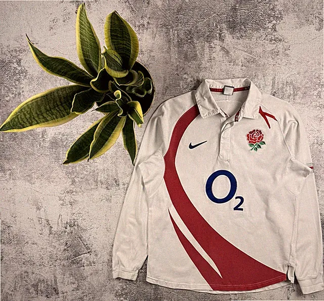 Vintage Nike England 2003/2004 Rugby Y2K O2 Long Sleeve JerseyPolo T Shirt