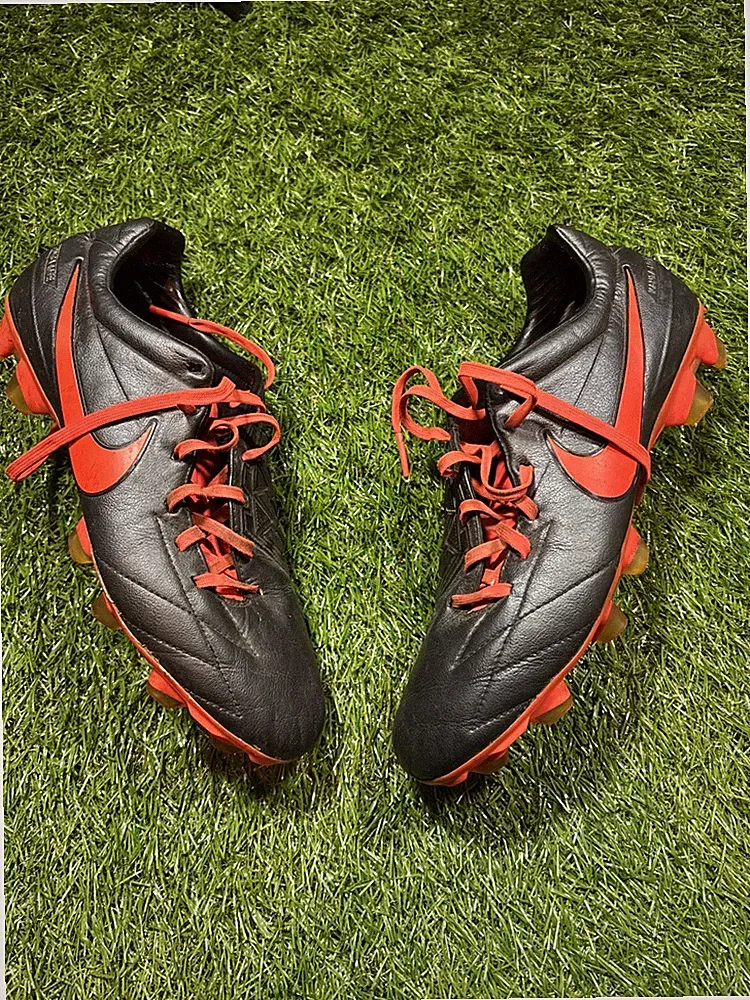 Vintage Nike T90 Laser IV 4 Soccer Cleats Football Boots Gray Orange Mens US 9