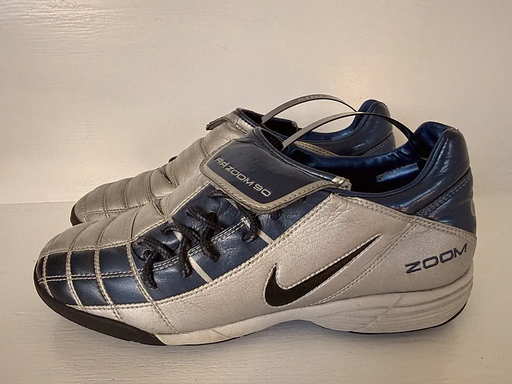 Vintage Nike Total 90 Air Zoom Gray Blue Football Soccer Cleats US 8.5