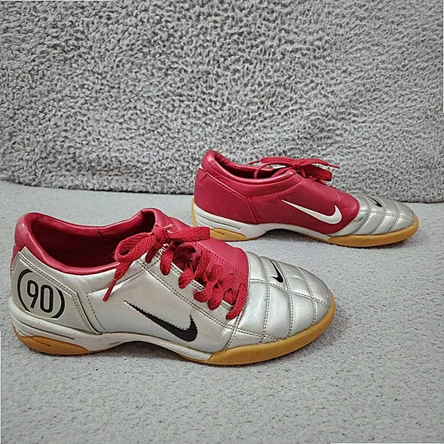 Vintage Nike Total 90 III Indoor Shoes Cleats Mens 8 Gray Red Astro Turf 308940