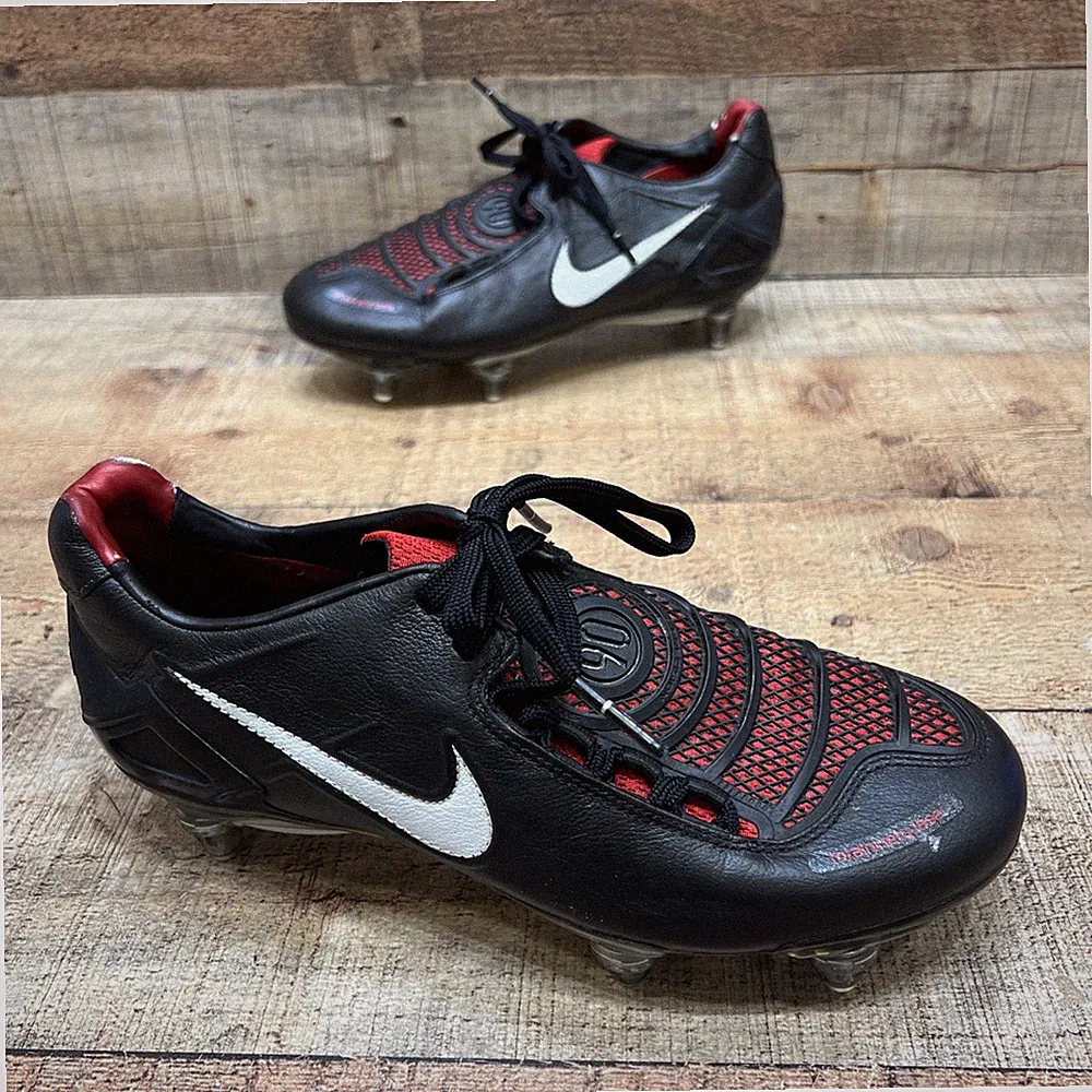 Vintage Nike Total 90 Ninety Laser Mens Soccer Cleats Black/red Leather Size 6.5