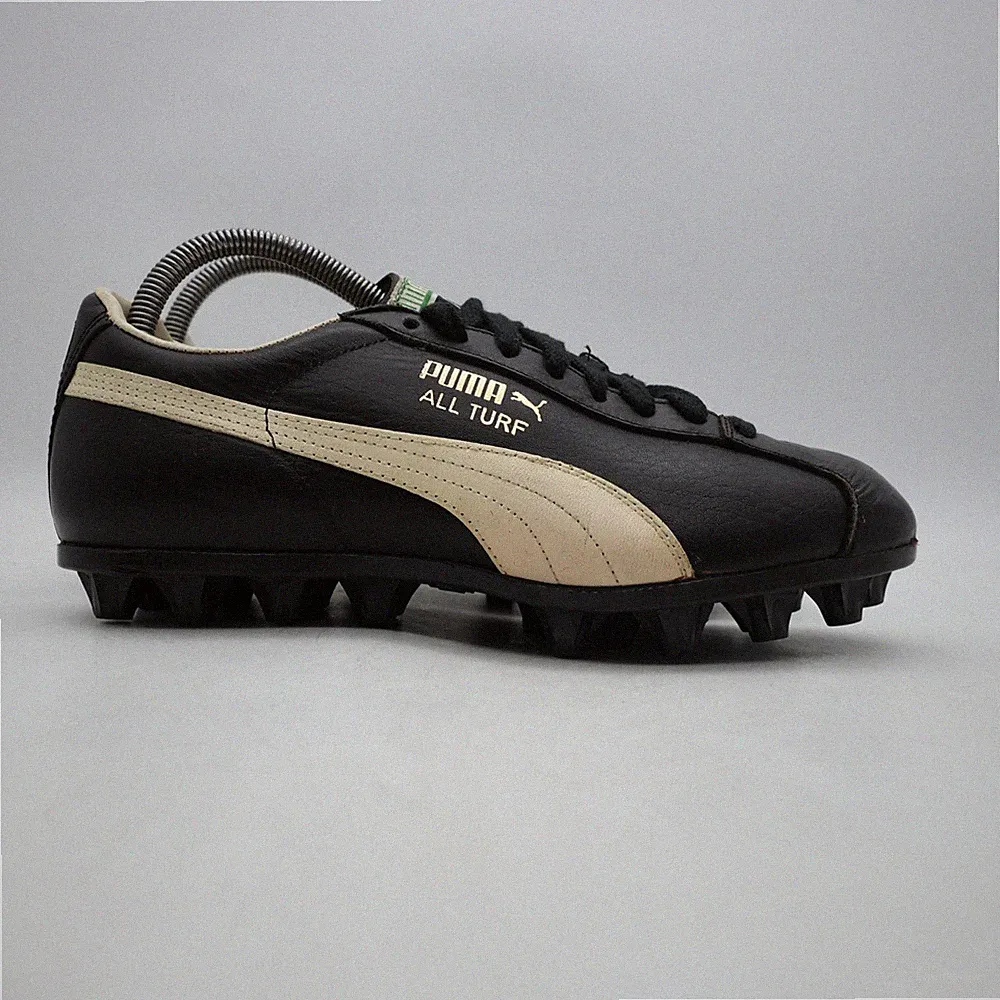 Vintage Puma All Turf Men's Size 6.5 Soccer Cleats Made Yugaslavia Black Leather