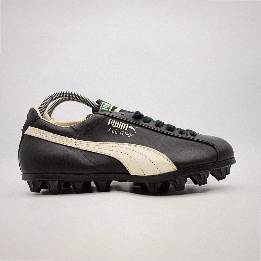 Vintage Puma All Turf Men's Size 7 Soccer Made Cleats in Slovenia Black Leather