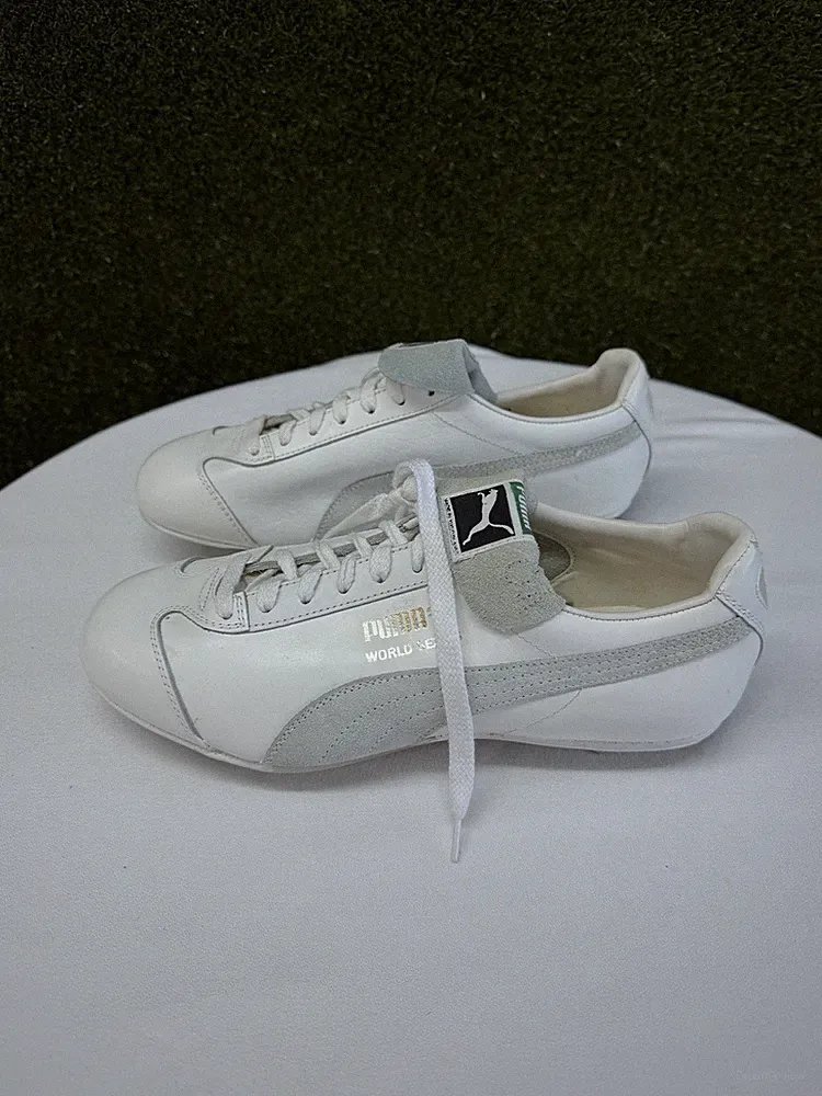Vintage PUMA Soccer Cleats Pearl Leather Yugoslavia Size 8.5 White Rare